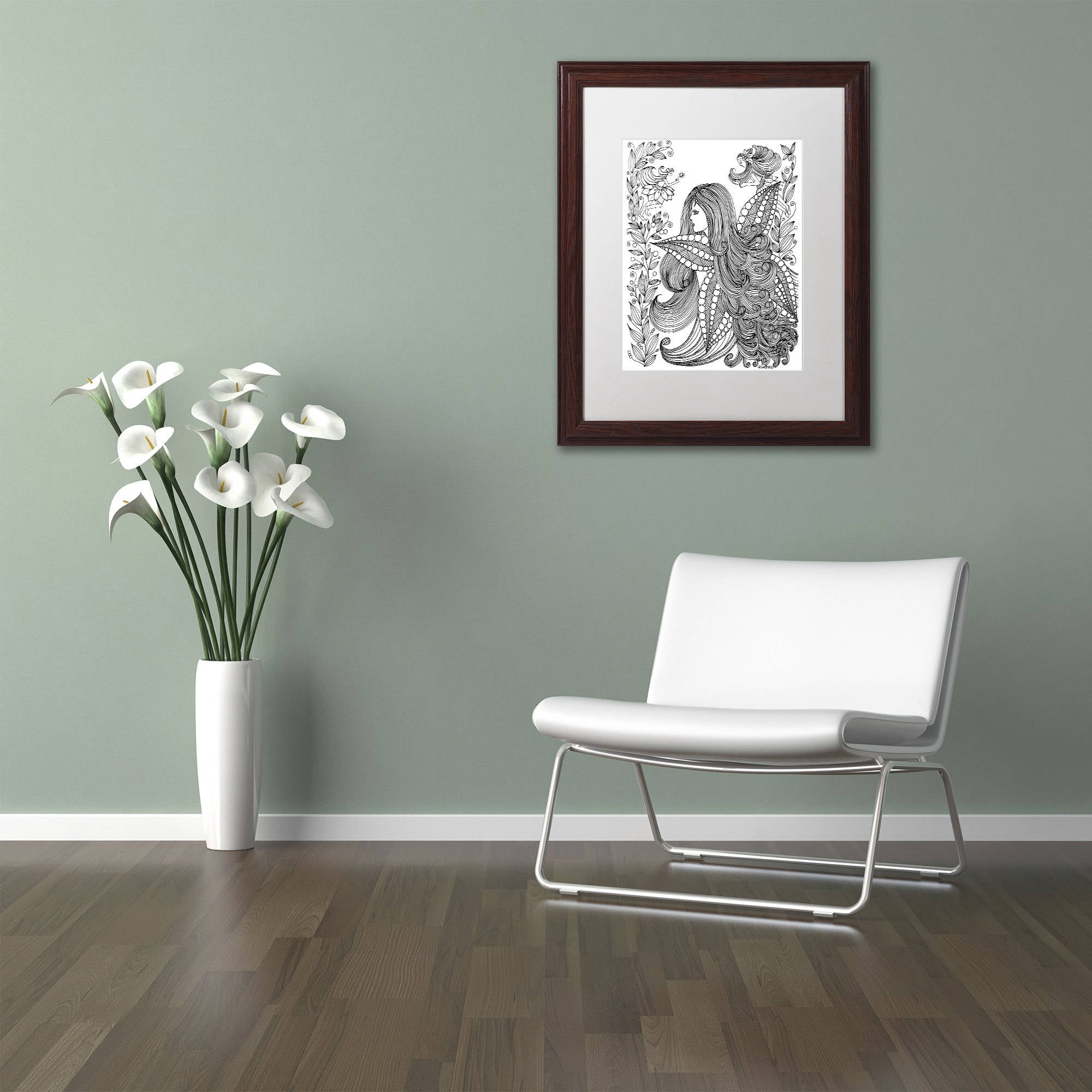 Trademark Fine Art "Fairy 11" Canvas Art by KCDoodleArt White Matte, Wood Frame