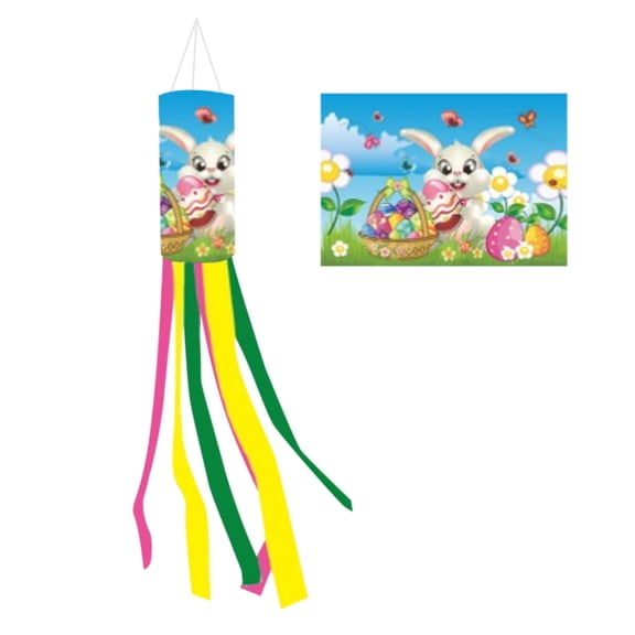 Easter Decorations Easter Garden Windsock Flags Cute Cartoon Rabbit Pattern Party Decoration Outdoor Courtyard Festival Atmosphere Decoration Props Flags_ Banners & Accessories