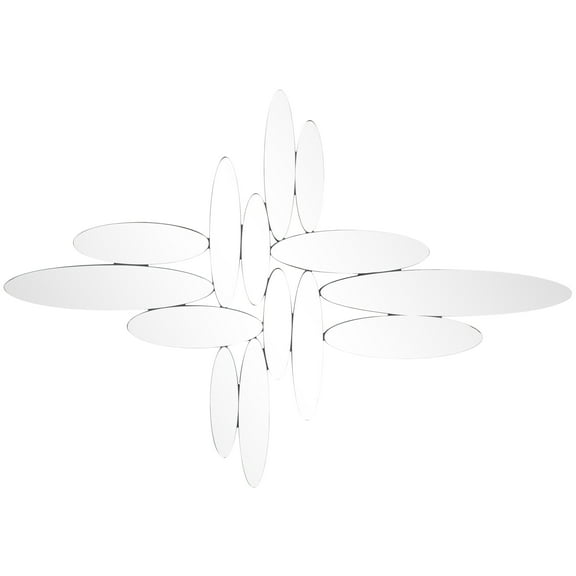 DecMode 40" x 28" Silver Abstract Oval Wall Mirror