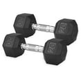 thumbnail image 3 of Well-Fit Rubber and Cast Iron Hex Dumbbell Set, 20 Lbs., Black, Includes 2 Weights, 3 of 5