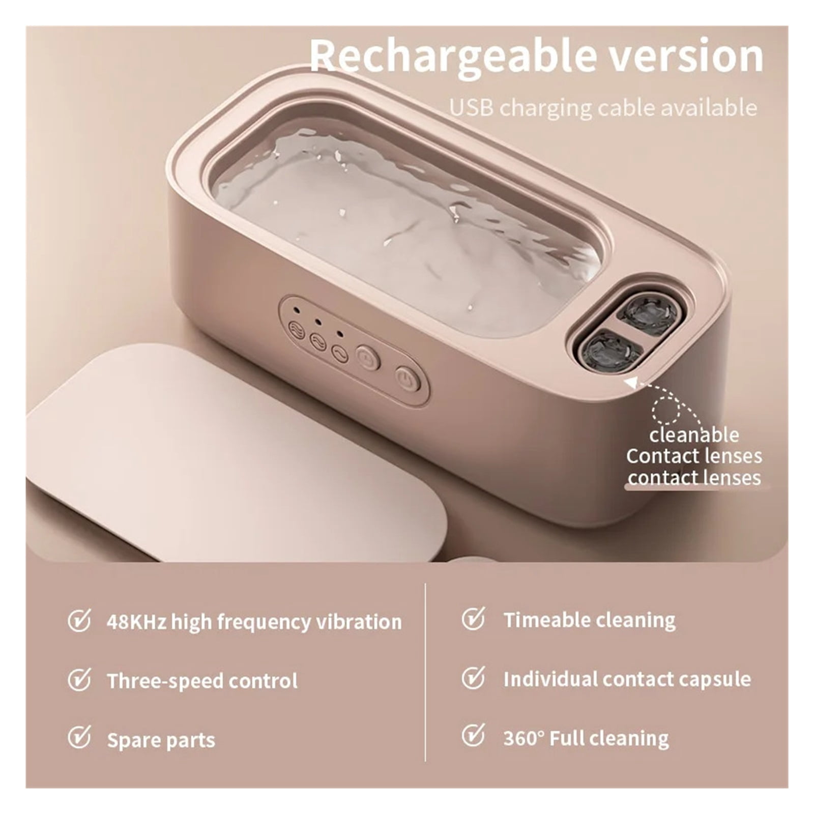 Upgrate Ultrasonic Cleaner Contact Lens Cleaning Bin Glasses Cleaning Machine 48Khz Jewelry Cleaner