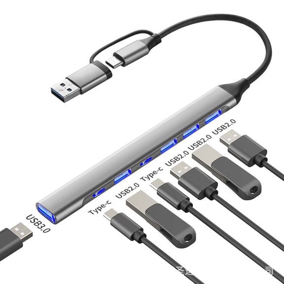 6-in-1 USB-C Hub Multiport Adapter - Type-C to HDMI 4K, USB 3.0 Splitter, 5Gbps High-Speed Data Transfer Dock for Laptops, MacBooks, Tablets & Gaming Consoles