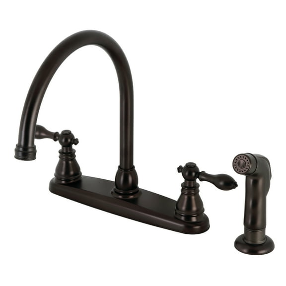 Kingston KB725ACLSP American Classic Two-Handle 4-Hole 8" Centerset Kitchen Faucet with Side Sprayer in Oil Rubbed Bronze