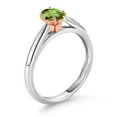 thumbnail image 3 of Gem Stone King 925 Sterling Silver and 10K Rose Gold Prongs Green Peridot Solitaire Engagement Ring for Women (0.50 Cttw, Oval 6X4MM, Gemstone August Birthstone, Available in Size 5, 6, 7, 8, 9), 3 of 4