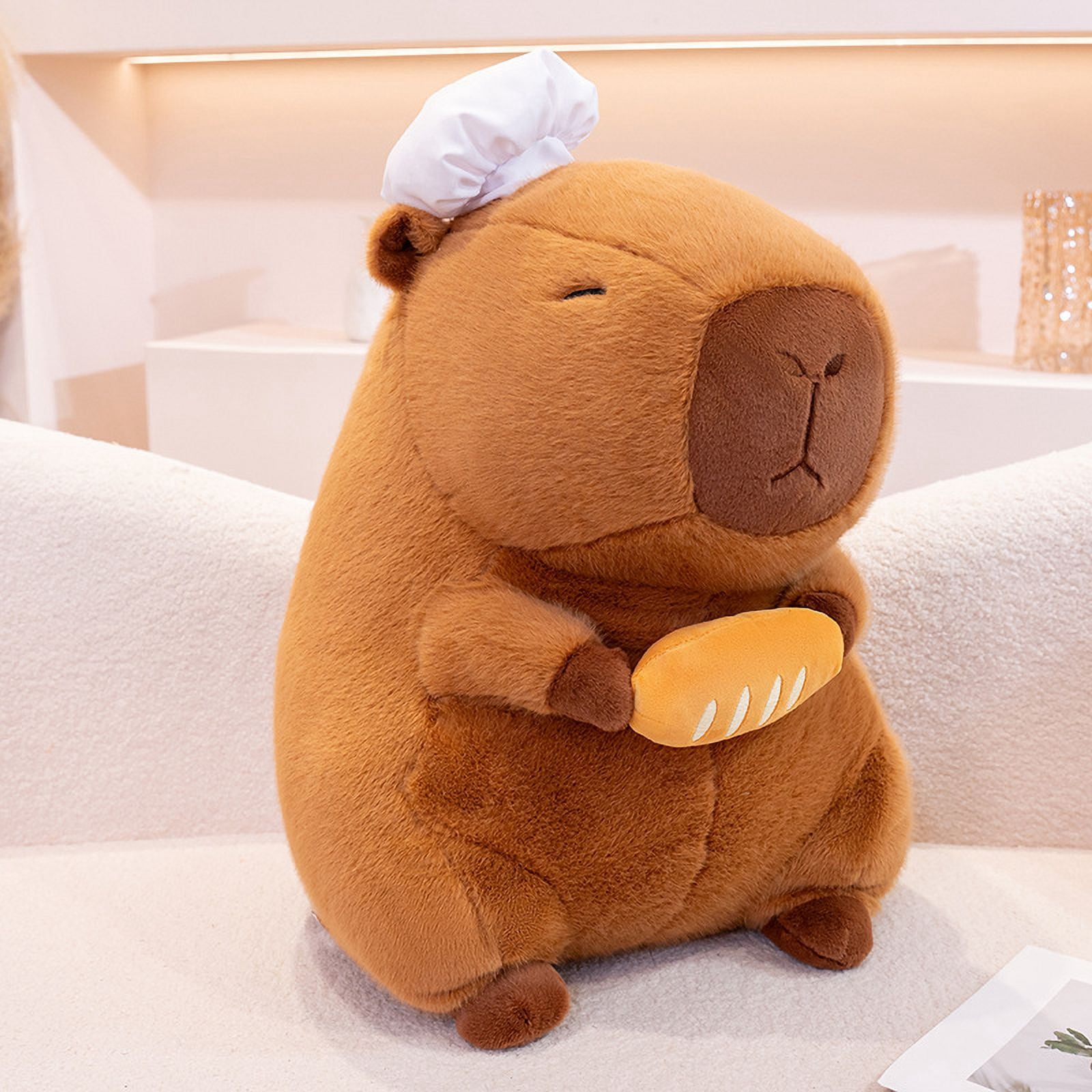 11in Chef Capybara Plush Toy – Cute Cooking-Themed Stuffed Animal with Removable Hat, Gift for Foodies & Kids