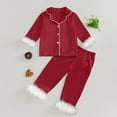 thumbnail image 4 of Girls Pajamas 5T Pajamas Girls Satin Pajamas for Girls – Coat Style Long Sleeve Silky Button Down PJ Set Christmas Sleepwear Red 3-4 Years, 4 of 7
