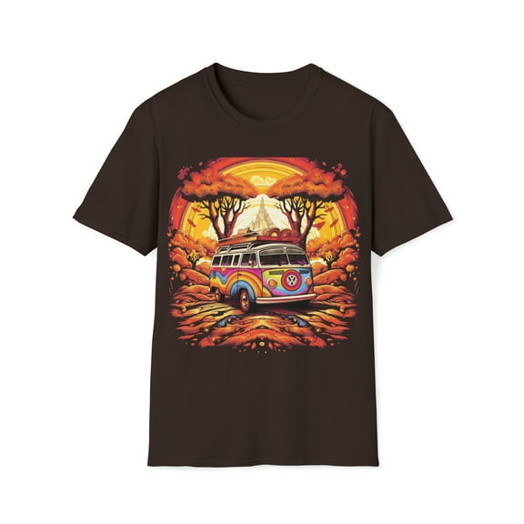 Hippie Van Bus Unisex T-Shirt Boho Festival Flowers 60s 70s