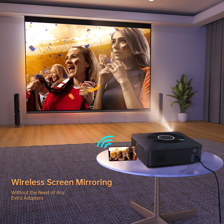 Proyector con Wifi y Bluetooth, Wielio Mini proyector 1080P Full HD  Proyector portátil compatible con TV Stick/Smartphone/HDMI/USB/AV Home  Theater