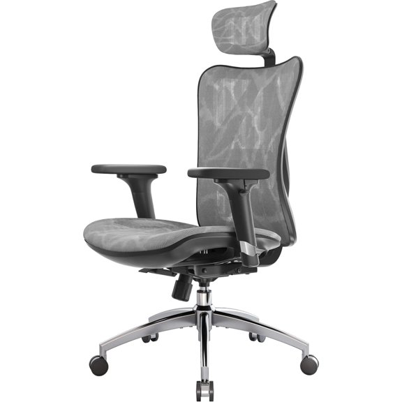 SIHOO M57 Ergonomic Office Chair with 3 Way Armrests Lumbar Support and Adjustable Headrest High Back Tilt Function Grey