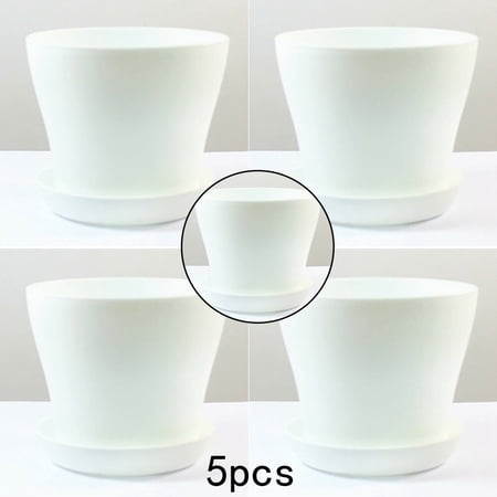 Yannee 5 Pcs Colorful Decorative Flower Pots Gloss Resin Plant Home Outdoor Garden Decor