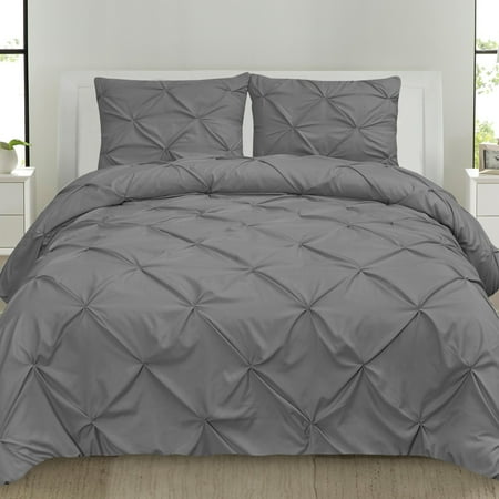Luxury 3 Piece Pinch Pleat Pintuck Microfiber Duvet Cover And