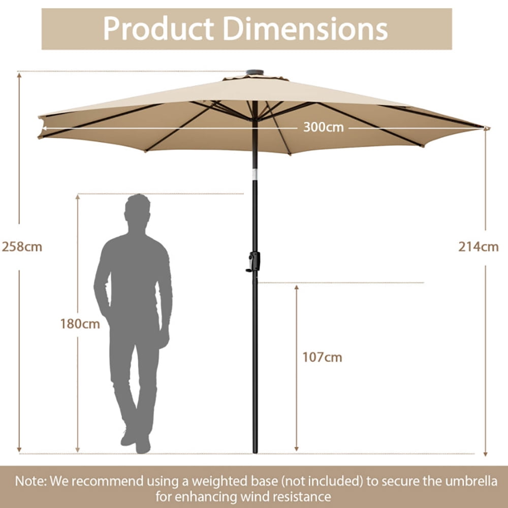 Aimee Lii 10 Feet Patio Umbrella with 112 Solar Lights and Crank Handle, Sunbrella Patio Umbrellas, Beige Aimee Lii 10 Feet Patio Umbrella with 112 Solar Lights and Crank Handle, Sunbrella Patio Umbrellas, Beige