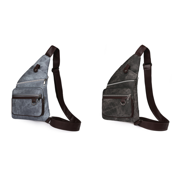 Bolso Antirrobo Pecho Impermeable PU Cuero Bandolera para Hombres Mujeres Azul