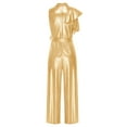 thumbnail image 4 of inlzdz Girls Sparkly Jumpsuit Ruffle Cap Sleeve Belted Wide Leg Romper Dressy Casual One Piece Outfits Yellow 10, 4 of 6