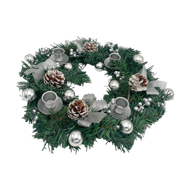 Corona de Adviento de Navidad de 12 pulgadas con portavelas para vacaciones en Navidad Argén Colco Portavelas de corona