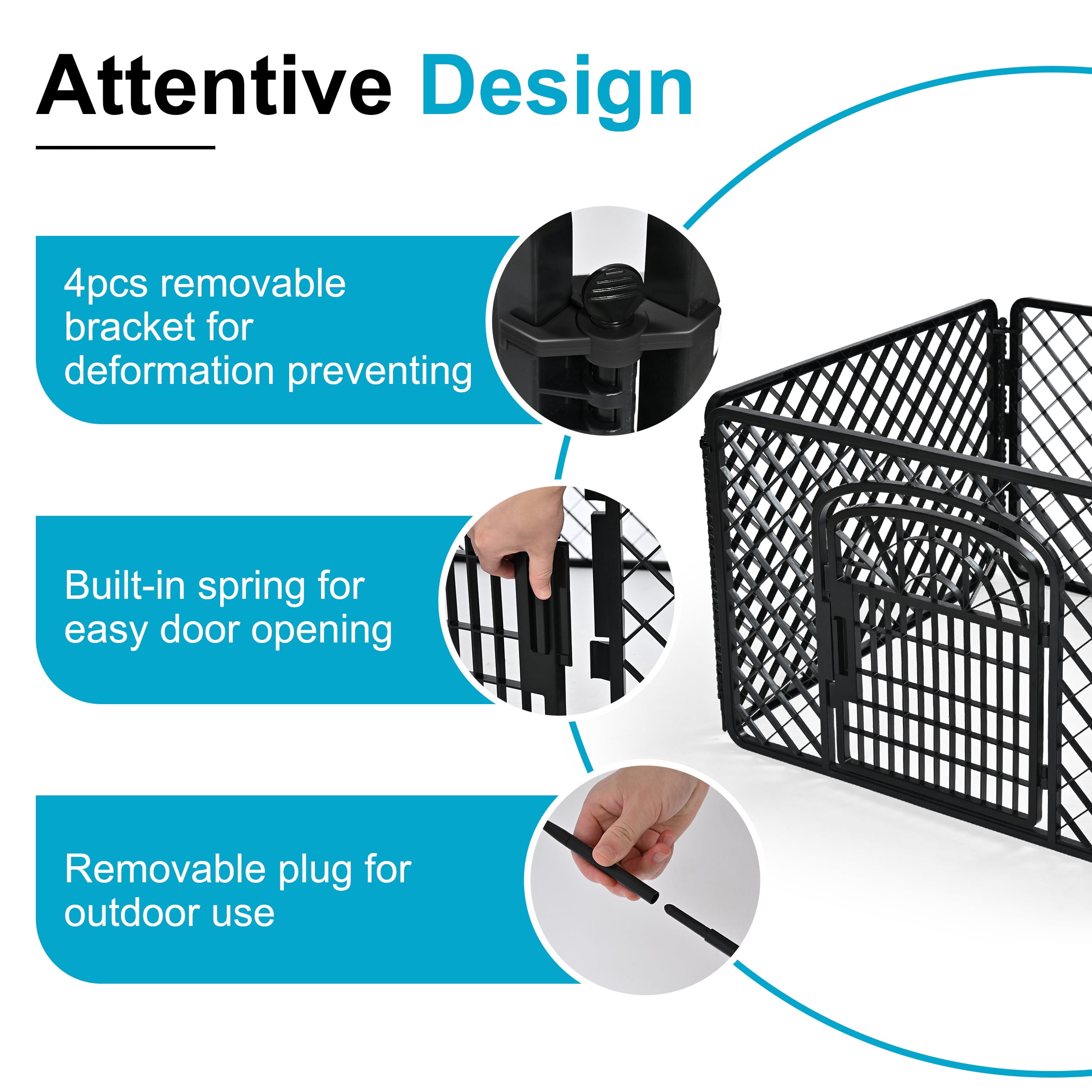 Vibrant Life 4-Panel Plastic Playpen for Dogs, Black, 24"