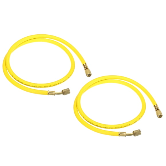 Unique Bargains 1/4 SAE Refrigerant Charging Hose 3.9ft 500PSI HVAC Hose for Air Conditioner Manifold Gauge Yellow 2 Pack