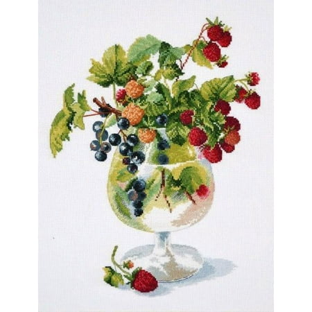 UPC: 4660009927577 | Counted Cross Stitch Kit Berry Liqueur 887 Nature Easy Small Needlework By Oven Green Red Water Canvas Cotton Needle