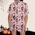 thumbnail image 5 of Halloween Pajamas Sets for Women 2 Piece Satin Pumpkin Print Button Short Sleeve 2 Piece Loungewear Halloween Printed Pajamas for Women, 5 of 5