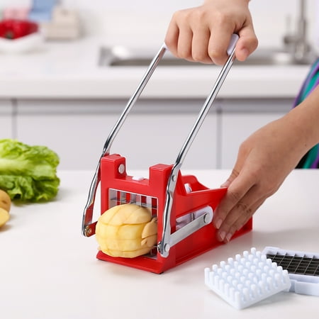 10' Narrow Slicer Rackaphile french fries cutter,potato cutter for french fries,Potato Chipper Vegetable Slicer with 2 Interchangeable Stainless Steel Grid Blades ()