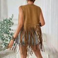 thumbnail image 6 of Daznico Women's Solid Fringed Hippie Vest Sleeveless Denim Western Velvet Fringed Jacket,Mardi Gras Clothing,XXL, 6 of 6
