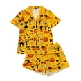 thumbnail image 3 of Halloween Womens Pajamas Set Silk Satin 2 Piece Vintage Graphic Button Down Short Sleeve Shorts Pajama Set Collar Lounge Wear Loose Casual Sleepwear Nightwear Halloweens Christmas Gifts, 3 of 9