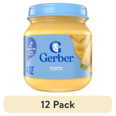 (12 pack) Gerber 1st Foods Natural for Baby Baby Food, Corn, 4 oz Jar