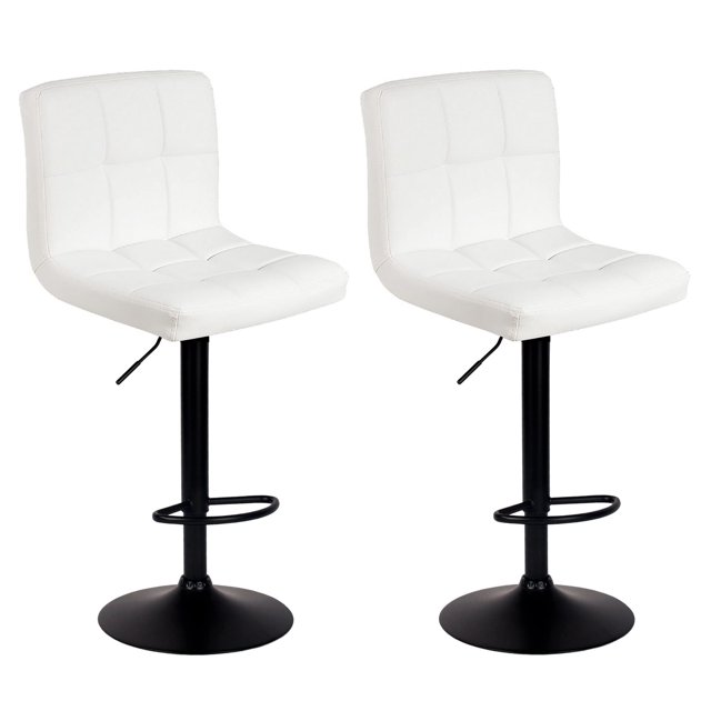 Bronte Living Leatherette Bar Stool with Adjustable Height, 360 Swivel Design, Comfortable Mid-Backrest, Pedestal Base with Footrest for Kitchen, Pub - Series Clementine - Set of 2