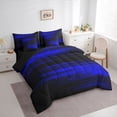 thumbnail image 3 of Homewish Waves Stripes 7pcs Bedding Comforter Set,Modern Asbtarct Geometric Queen Bedding Sets,Blue Black Queen Sheet Sets For Girl Boys,Ultra Soft Home Decor Reversible, 3 of 8