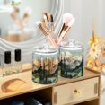 thumbnail image 3 of Yayeee 2 Pack Qtip Holder Bathroom Cotton Swab Canister with Lid Clear Dispenser Set, Watercolor Mountatin, 3 of 6
