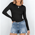 thumbnail image 4 of SOMER Long Sleeve Shirts for Women Long Sleeve, Slim Fit Crew Neck Stretchy Basic Tee Women’s Ribbed Top, Casual Solid Color Fall Winter Shirt, 4 of 7