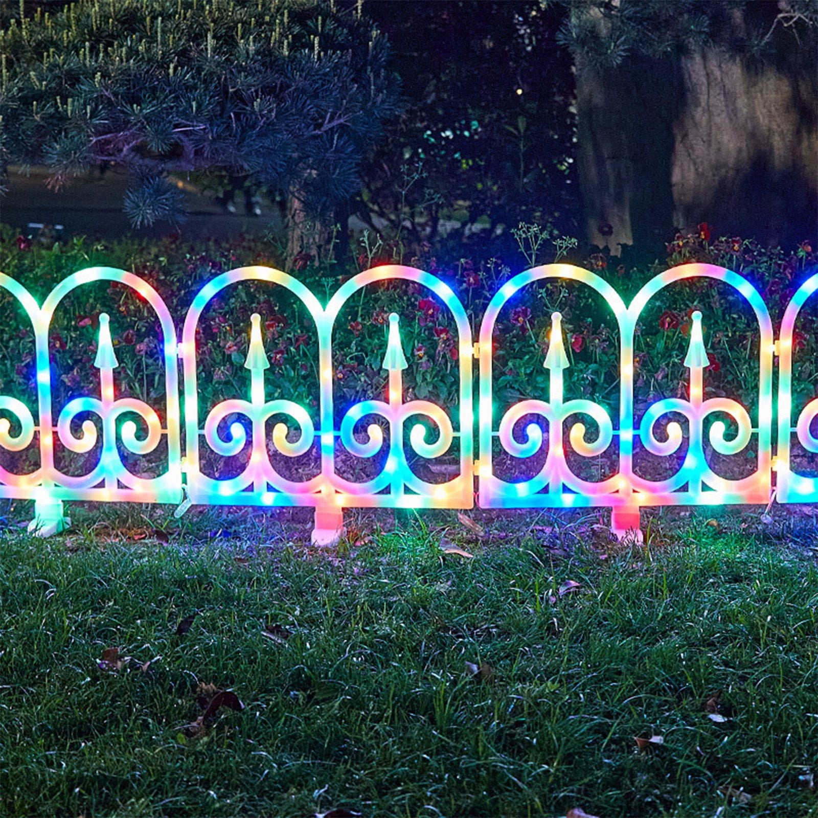 CSSAD RGB Outdoor Ground Lights, Solar Fence Lights Pathway Lights, Waterproof Walkway Lighting, Gardening Decorative Light for Yard Lawn Patio Best for Holiday Party
