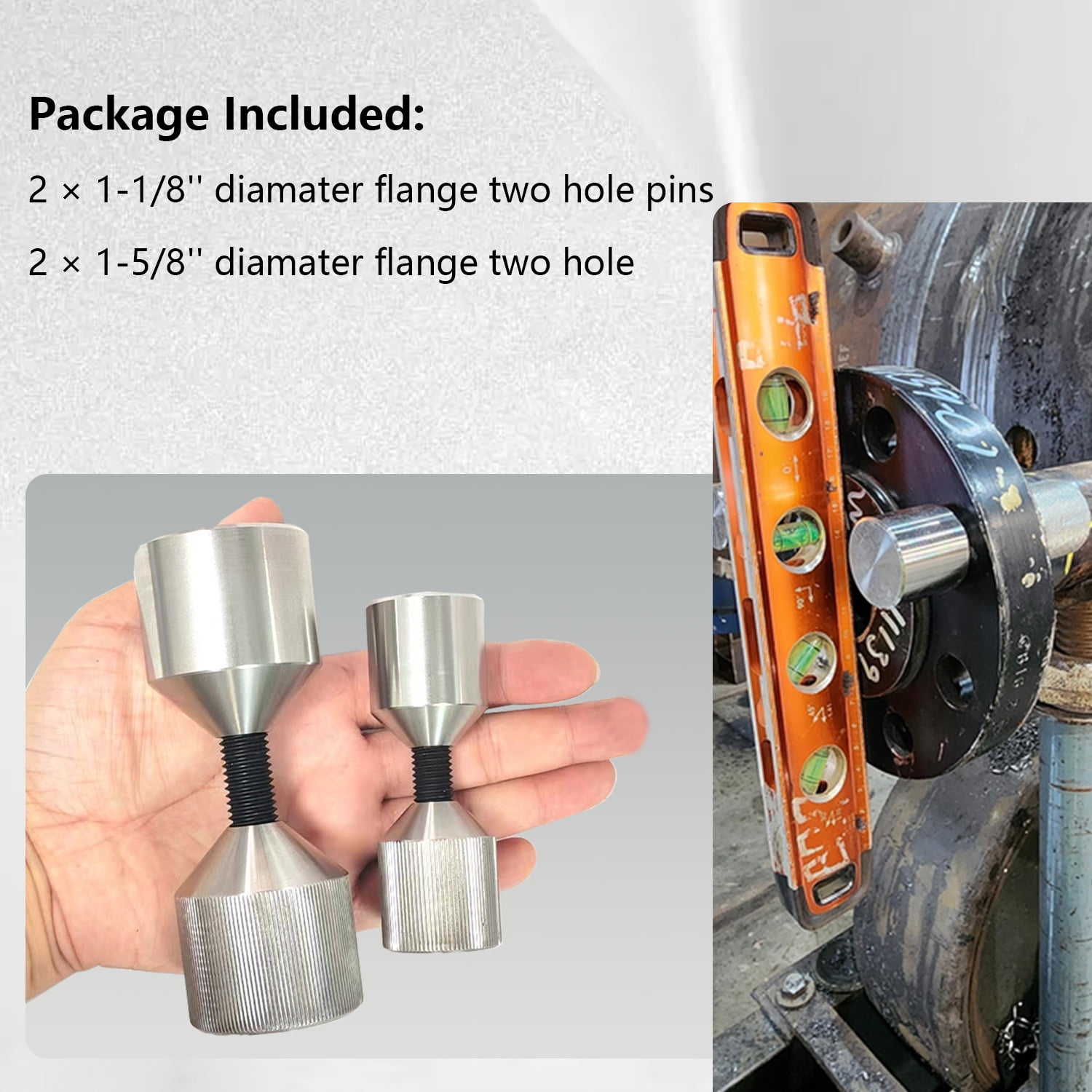 Flange Two Hole Pins 1-1/8” Two Hole Alignment Pins & 1-5/8” Two Hole Alignment Pins Stainless Steel Flange pin 4 Pcs