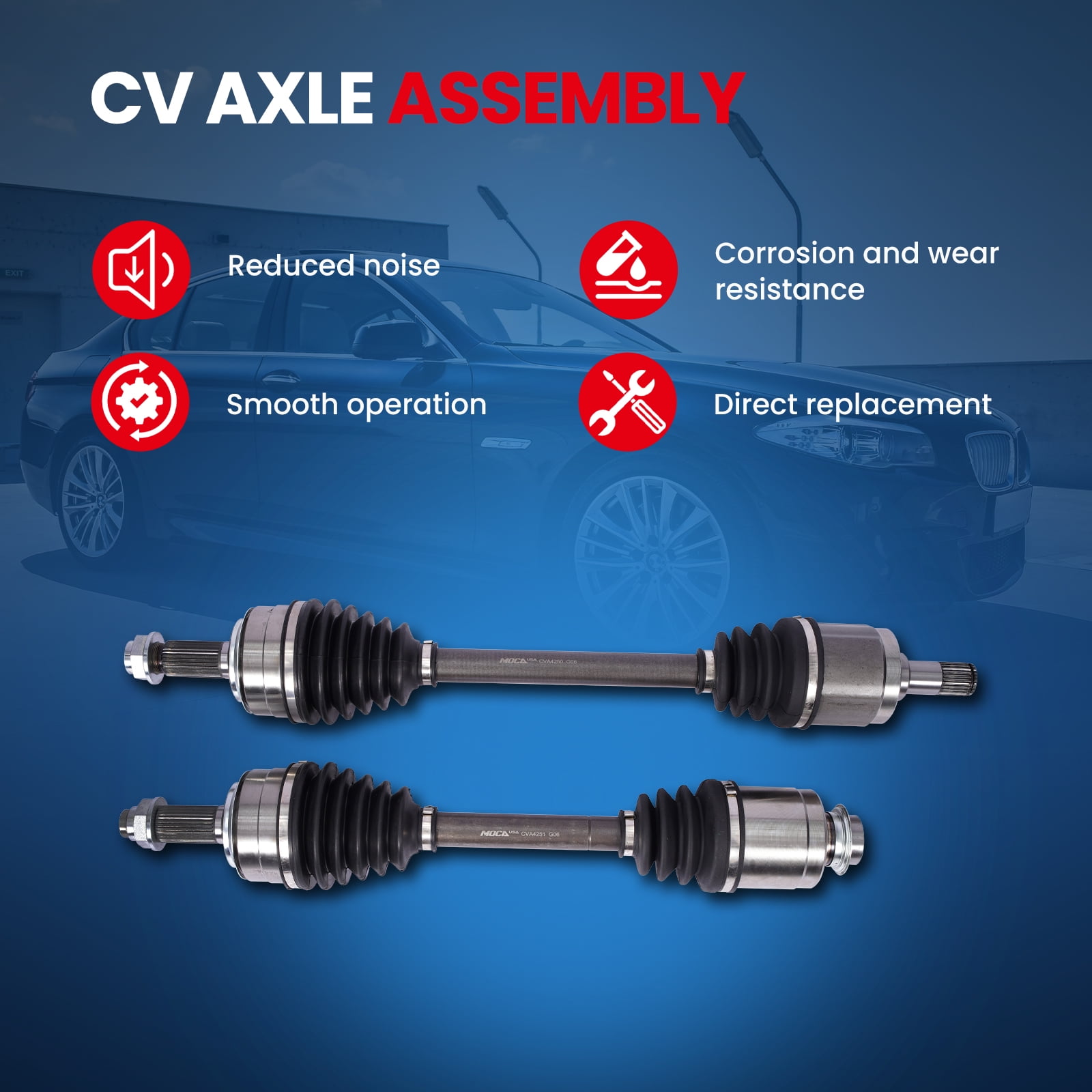 MOCA AUTOPARTS 2x Front Left & Right CV Axle Assembly Fit for 2008-2014 Honda Accord 2.4L & 2009-2013 Acura TSX 2.4L