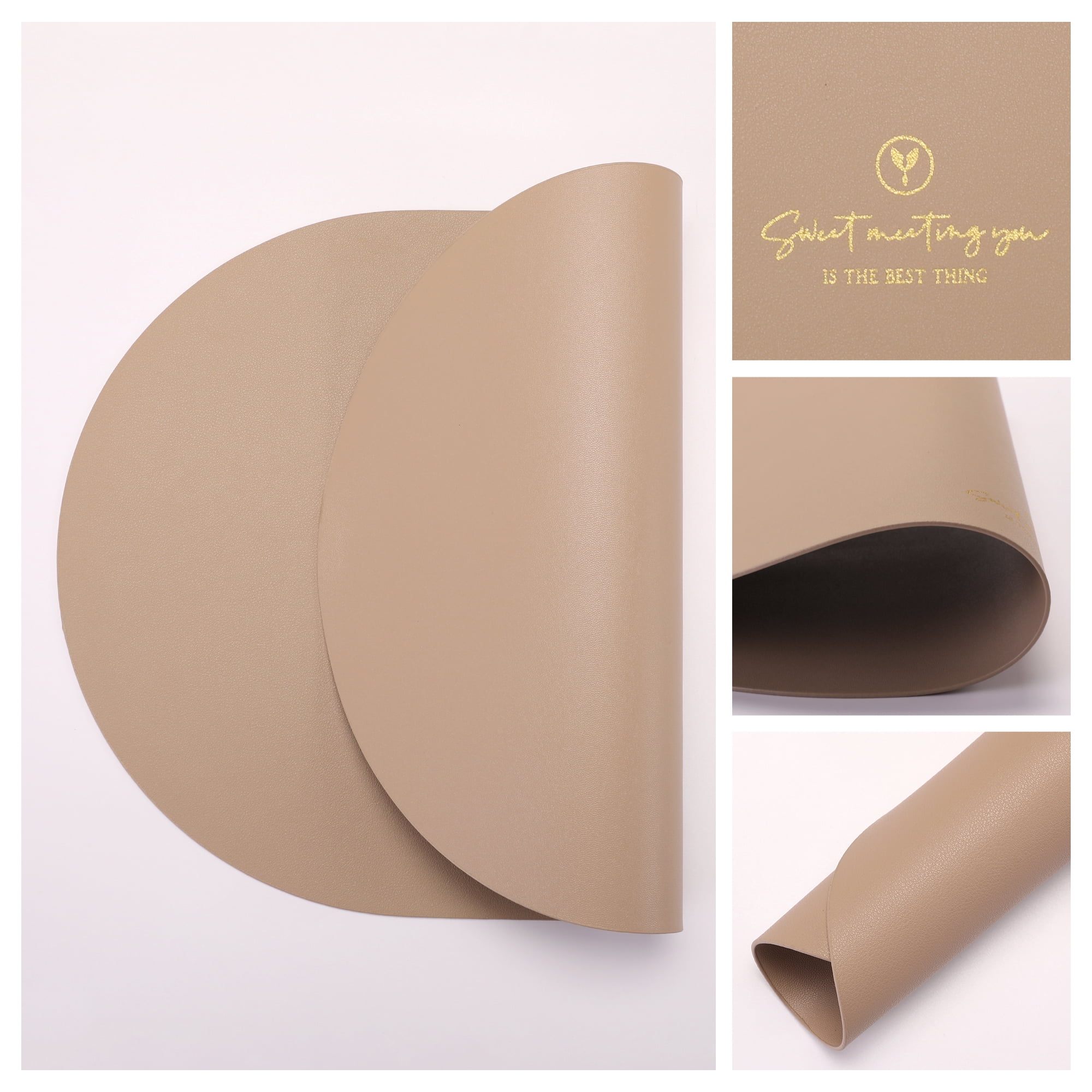 Unique Bargains 4pcs Faux Leather Placemats for Kitchen Khaki 17.7"x11.8"