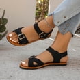 thumbnail image 5 of Bkhluea Women Casual Flat Sandals Dual Buckle Shoes Comfortable For Work Office Daily Travel Walking Outdoor Activities, 5 of 7