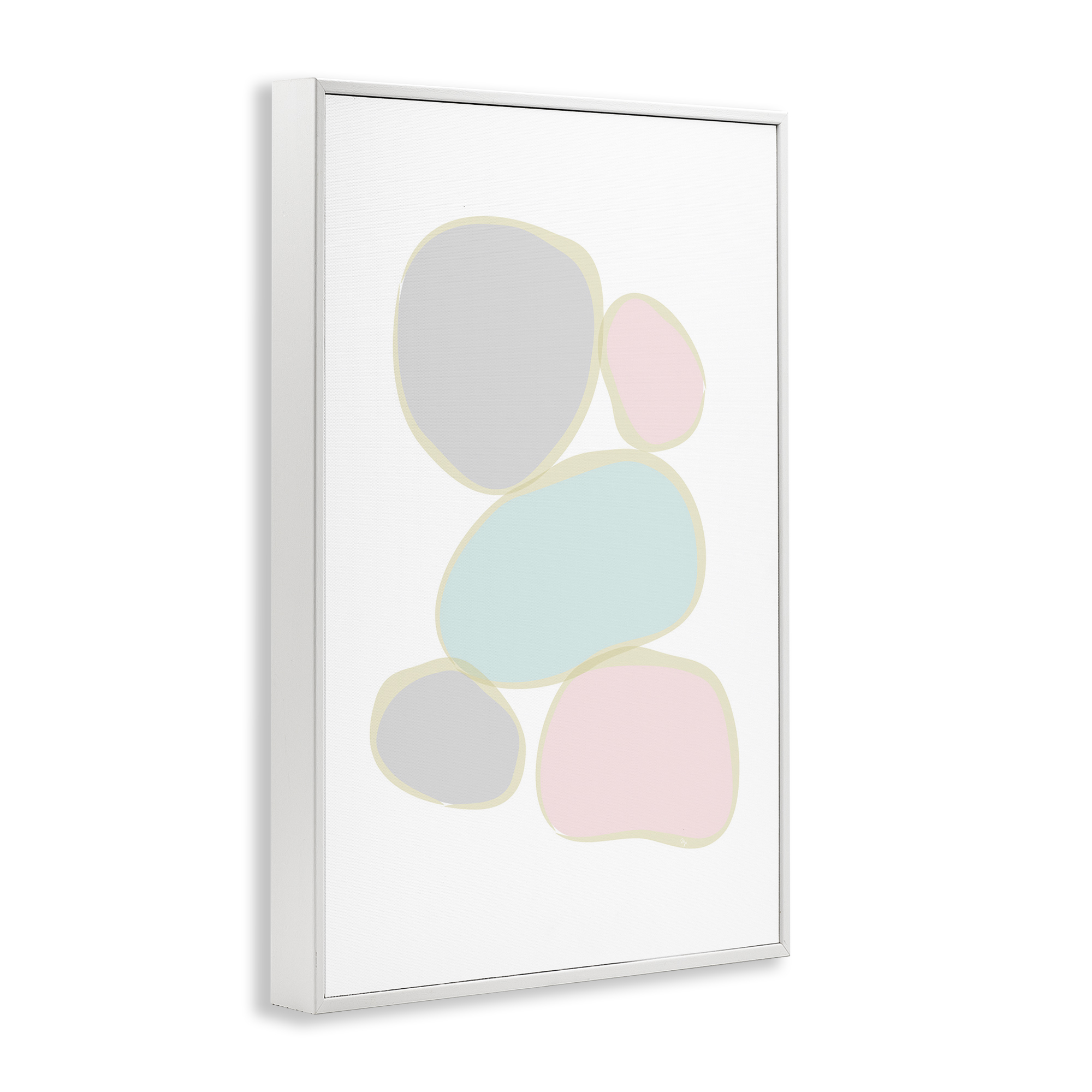 Stupell Industries Minimal Pastel Pebbles Abstract Painting White Framed Art Print Wall Art, 20 x 30