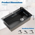 thumbnail image 2 of Yipinau 30 Inch Top-Mount Drop-In Kitchen Sink, Stainless Steel Black Single Bowl Workstation Sink with Cutting Board, Drain Basket & Soap Dispenser (29.5" x 17.7"), 2 of 9