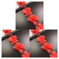 thumbnail image 2 of Bewildely Flor Perlas Encaje Borde Pasamanería Boda Chifón Cinta Aplique Bricolaje Costura rojo 3piezas, 2 of 5