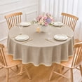 thumbnail image 4 of Inosoo Thick Faux linen Tablecloth, 48 inch Round TPU Waterproof & Oil Proof Wipe Clean Fabric Table Cover, Khaki, 4 of 9