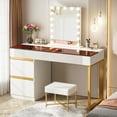 thumbnail image 6 of Tribesigns Modern Writing Desk Computer Desk with 4 Drawers, Makeup Vanity Desk with Visual Glass Top for Home Office, 6 of 9