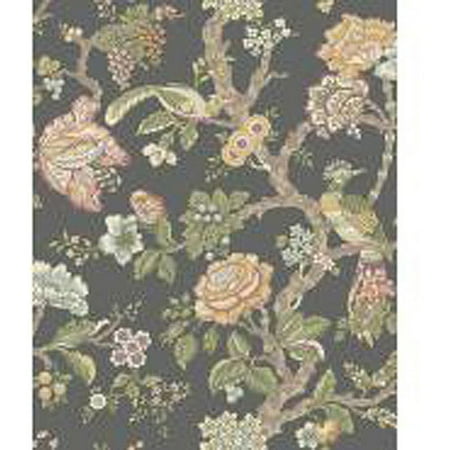 - Waverly Classics Casa Blanca Rose Wallpaper, Darkest Green/Purple/Beige/Eggshell/Mustard/Aqua/Sage/Cocoa