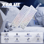 ATTACK SHARK X68 HE 60% Wired Mechanical Gaming Keyboard, Rapid Trigger, Adjustable Actuation, Hall Effect Magnetic Switches, 8KHz Polling Rate, RGB Backlit, PC/Mac Compatible, White Contours