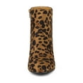 thumbnail image 6 of BLISSFUL STEP Women's Ankle Boots Block Heel Zipper Lace Up Boots Leopard 10, 6 of 7