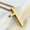 thumbnail image 2 of Simple Unisex Cross Necklaces, Basic 14K Yellow Gold Cross Pendant for Women Men,Christ Prayer Collar, Adjustable Box Chain, 2 of 7