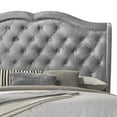 thumbnail image 3 of Home Design Aiden Wingback King Upholstered Panel Bed Frame with Tufted Headboard for Adult, Silver Gray, Easy Assembly, 3 of 5