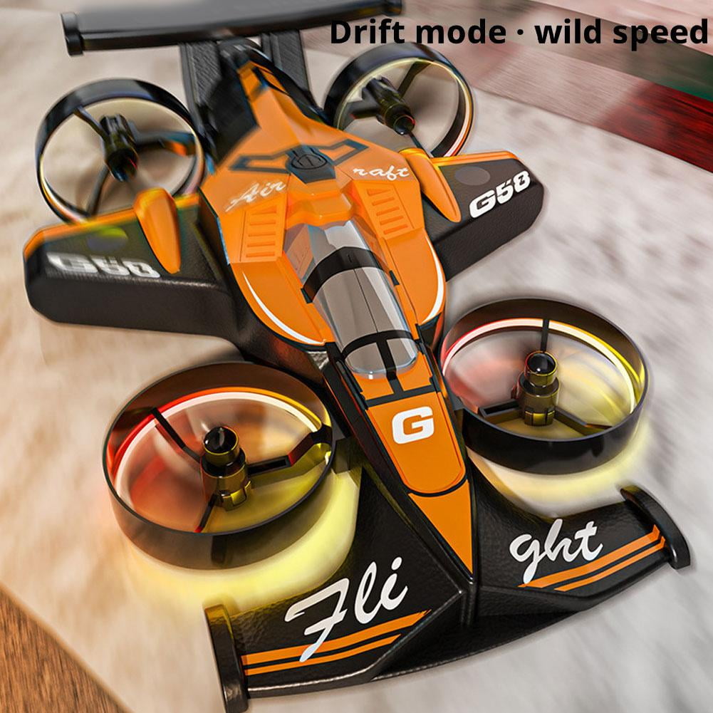 2-in-1 RC Car Drone with Gesture Steering, One-Key Flips, LED Light Show, Stable Hovering, USB Rechargeable for Indoor & Outdoor Play