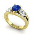 thumbnail image 2 of Diamond-Capitals 2.00 Carat Unique Pear Cut Blue Sapphire Gemstone & Natural Diamond Wedding Ring for Women Solid 14K Yellow Gold Size 3, 2 of 8