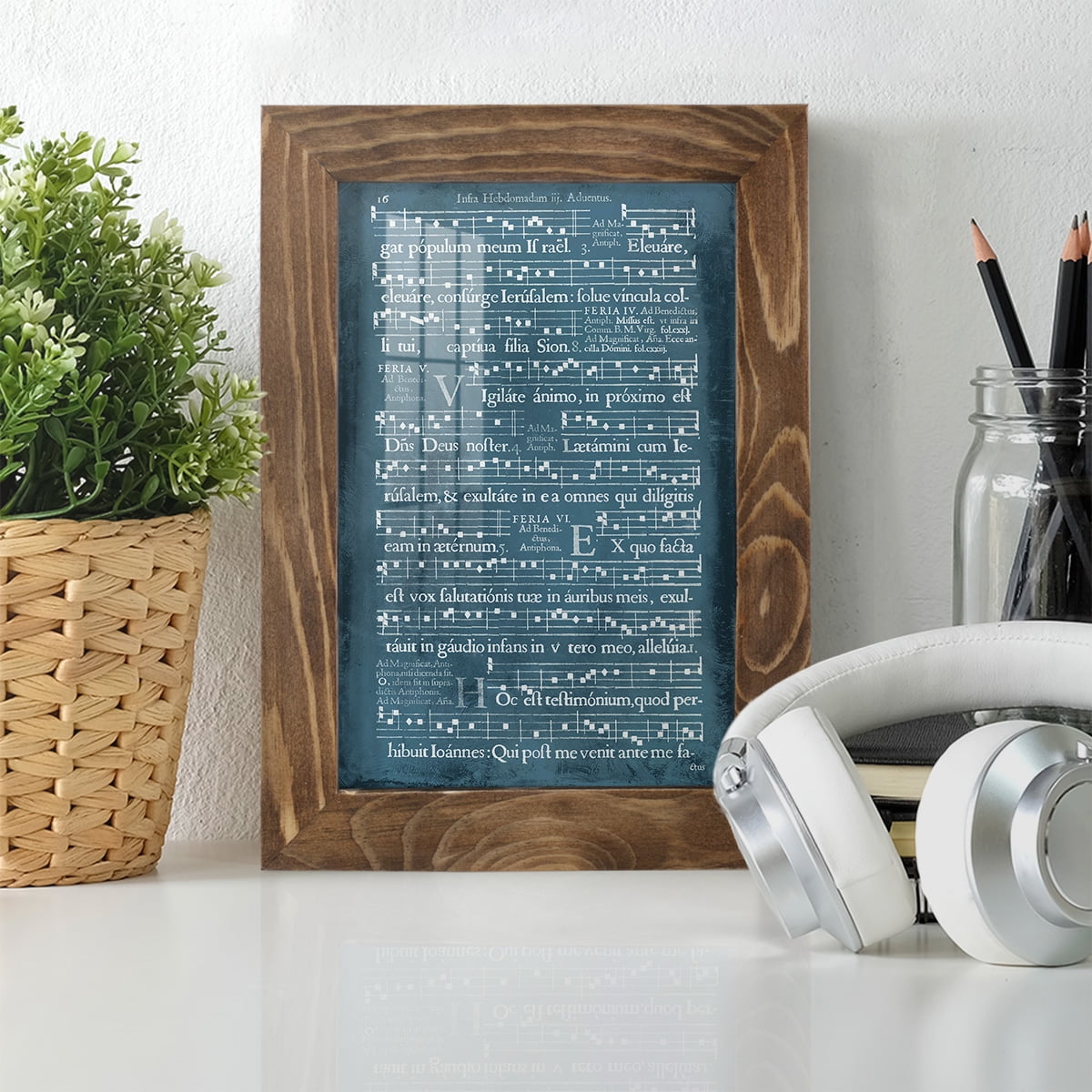 Graphic Songbook I -Framed Print w/glass-Walnut
