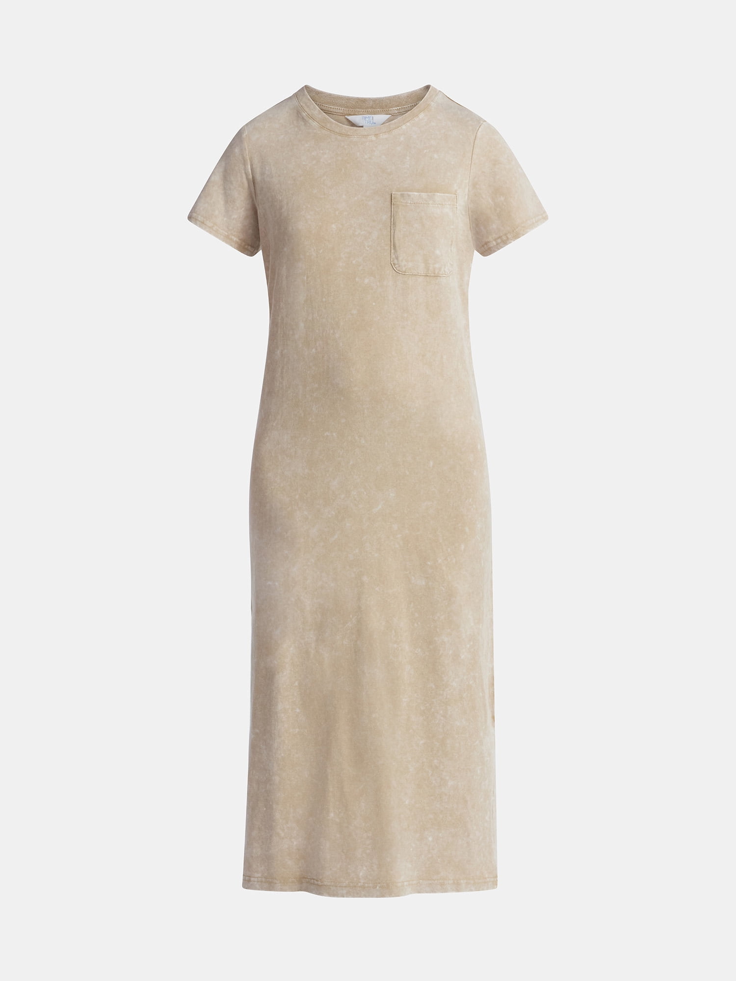 Time and Tru Women's Cotton Midi T-Shirt Dress with Short Sleeves, Sizes XS-XXXL